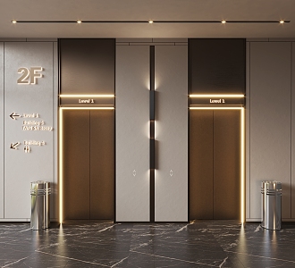 Elevator Hall Elevator Hotel Elevator Shopping Mall Elevator Away 3d model