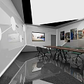 Modern Public Office Space Interior Design With Conference Table Green Chairs And Wall Charts