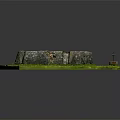 Circular Stone Wall Building Model With Grass Inside Door And Stone Well
