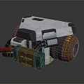Industrial Mechanical Device With Gray Body Brown Wheels Air Pump Box Pipes And Cables