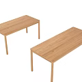 Natural Wooden Rectangular Dining Table With Simple Design And Sturdy Legs 3d model