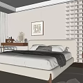 Modern Minimalist Bedroom Interior Design With Large Bed Dressing Table Window Bench And Artwork 3d model