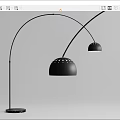 Stylish Modern Black Floor Lamp Featuring Curved Arm And Perforated Shade