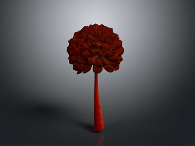 Beautiful Red Floral Bouquet in Red Vase Isolated on Gray Background 3d model