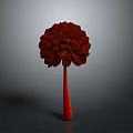Beautiful Red Floral Bouquet in Red Vase Isolated on Gray Background