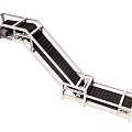 Inclined Conveyor Belt System With Metal Frame And Black Belt Surface For Industrial Use