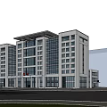 Modern Commercial Building Featuring Glass Facade Multiple Floors Parking And Greenery