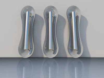 Modern Hinged Door Handles With Transparent Glass And Stainless Steel Design 3d model