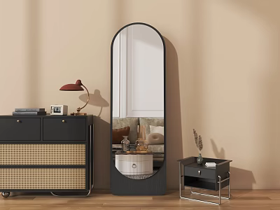 Arched Full Length Mirror In Modern Living Room 3d model