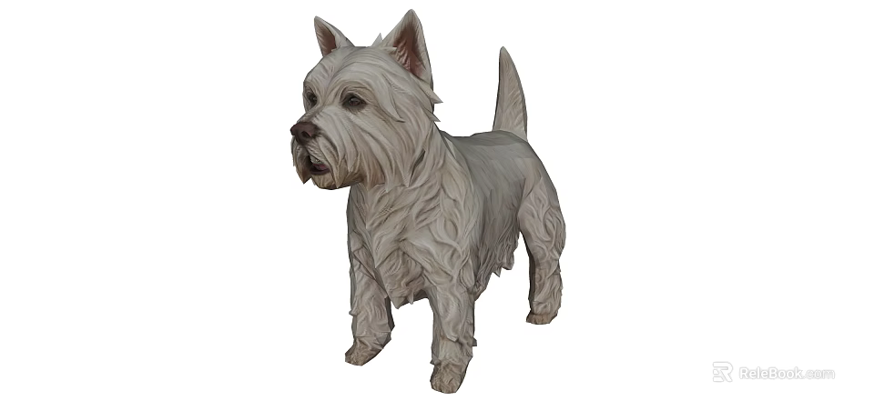 White West Highland Terrier Dog Standing With Shaggy Fur And Alert Ears 3d model 
