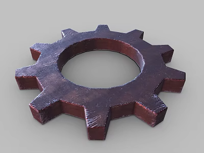 Rustic Brown Metal Gear With Textured Surface And Circular Design Details For Industrial Use 3d model
