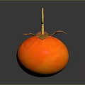Fresh Orange Pumpkin With Curled Vine And Decorative Leaf On Dark Surface 3d model