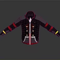 Stylish Multicolor Jacket With Black Gray Red Yellow Details Zipper And Buttons