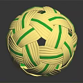 Handwoven Sports Equipment Ball With Yellow And Green Stripes And Woven Texture