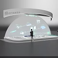 Modern Technology Exhibition Hall With Interactive Digital Displays And Visitors 3d model