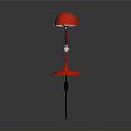 Red Adjustable Desk Lamp With Metal Arm And Round Base Design 3d model