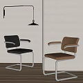 Modern Black and Brown Leather Office Chairs with Metal Frame and Armrests