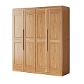 Nordic All Solid Wood Four-door Wardrobe for Bedroom Household 3d model