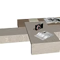 Modern Coffee Table with Stone Top Modular Design and Camera with Open Magazines 3d model
