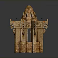Intricate Decorative 3D Model of Traditional Tower Structure with Detailed Carvings and Ornamentation