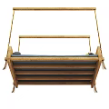 Hammock Bed With Wooden Frame Striped Mattress And Colorful Pillows Multiple Views
