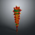Vibrant Colored Spiked Weapon Design With Orange Red Green Patterns And Decorative Stripes