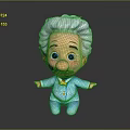 Cartoon Old Man With White Curly Hair Blue Eyes Yellow Bow Tie And Blue Outfit
