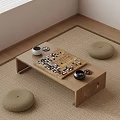 Japanese Style Room With Low Table Go Board Cushions And Tea Set