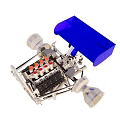 Mechanical Engine Device Featuring Blue Cover Silver Metallic Structure And Red Knobs 3d model