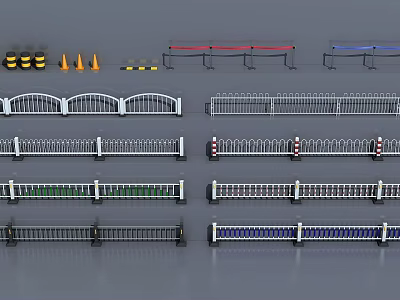 Road Facilities Collection Featuring Guardrails Traffic Cones And Safety Barriers 3d model