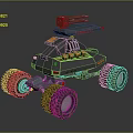Mechanical Exploration Vehicle With Large Rugged Tires And Top Sensor Equipment