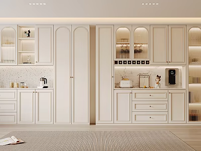 Modern Elegant White Wine Cabinet With Glass Doors Cabinets And Drawers 3d model
