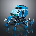 Futuristic Blue Mechanical Spider Creature With Sharp Legs Tech Lights And Sci Fi Design 3d model