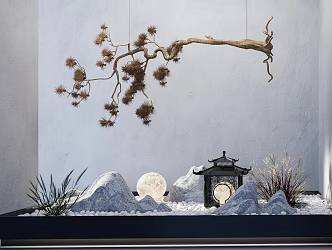 New Chinese Style Landscape Setches Dead Branch Tree Courtyard Landscape Setches 3d model