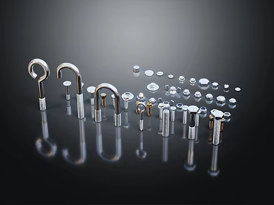 Essential Metal Hardware Tools Including Hooks Bolts Nuts For DIY And Professional Projects 3d model