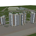 Modern High Rise Residential Complex Exterior With Green Spaces And Pathways