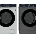Samsung Modern Front Load Washing Machine With Stainless Steel Finish And Digital Control Panel