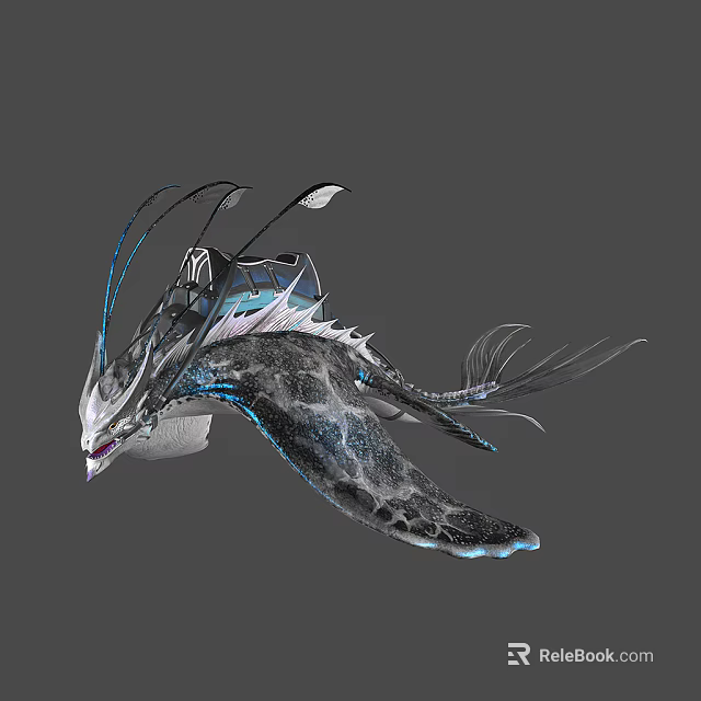 Mystical Dragon Creature With Iridescent Wings And Intricate Horns Design 3d model 