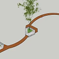 Stylish Outdoor Chair Design Featuring Curved Wooden Path And Green Trees In Garden