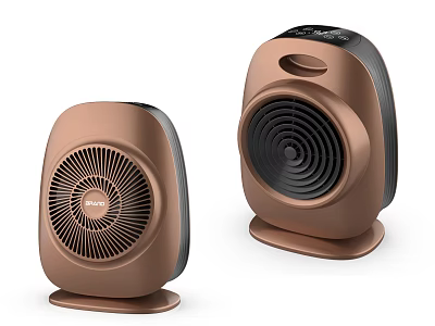Dual Brown Electric Heaters With Portable Design Fan Grille And Digital 3d model