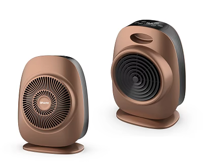 Dual Brown Electric Heaters With Portable Design Fan Grille And Digital 3d model