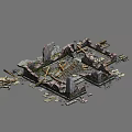 Ruined Architectural Components With Broken Walls Wooden Beams And Stone Fragments