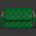 Daily Use Green Quilted Handbag With Golden Clasp And Shoulder Strap