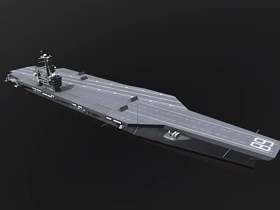 Modern Military Aircraft Carrier With Flight Deck And Navigation Systems 3d model