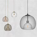 Modern Glass Globe Pendant Lights With Multiple Hanging Illuminated Different Transparencies 3d model