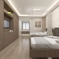 Modern Hospital Room Interior With Medical Beds Wooden Flooring And White Walls