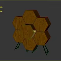 Geometric Wooden Hexagonal Decorative Structure Design With Metal Support Legs For Home