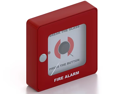Red Casing Fire Alarm Industrial Equipment with Glass Panel and Press Button 3d model