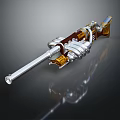 Futuristic Weapon Design Featuring Metallic Structure Gold Accents And Sleek Barrel Components