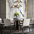 New Chinese Dining Table and Chair Combination Dining Table and Chair 3d model